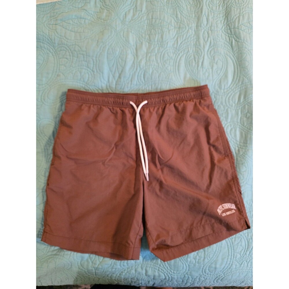 PacSun Men's Size Medium Brown Collegiate 6.5"‎ Swim Trunks Lighly Worn